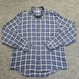 Outerknown Button Up Blue Plaid Organic Cotton Long Sleeve Shirt Men's Sz Large